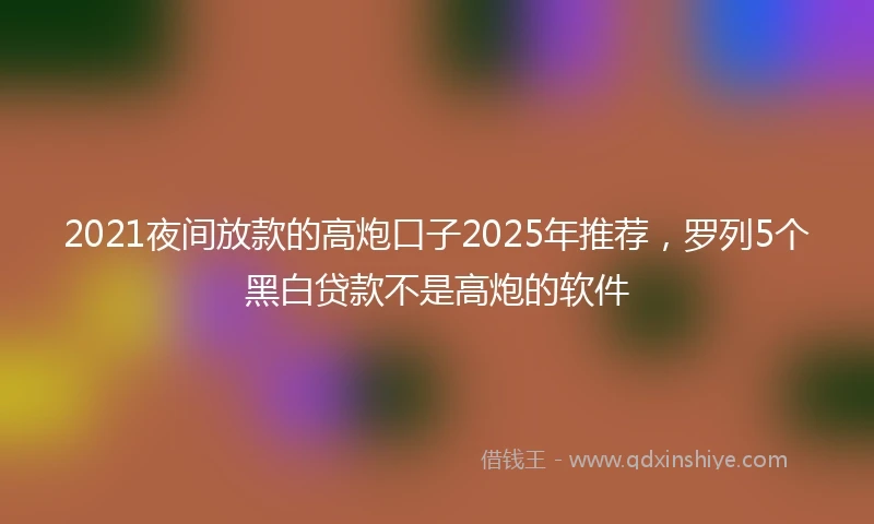 2021夜间放款的高炮口子2025年推荐，罗列5个黑白贷款不是高炮的软件