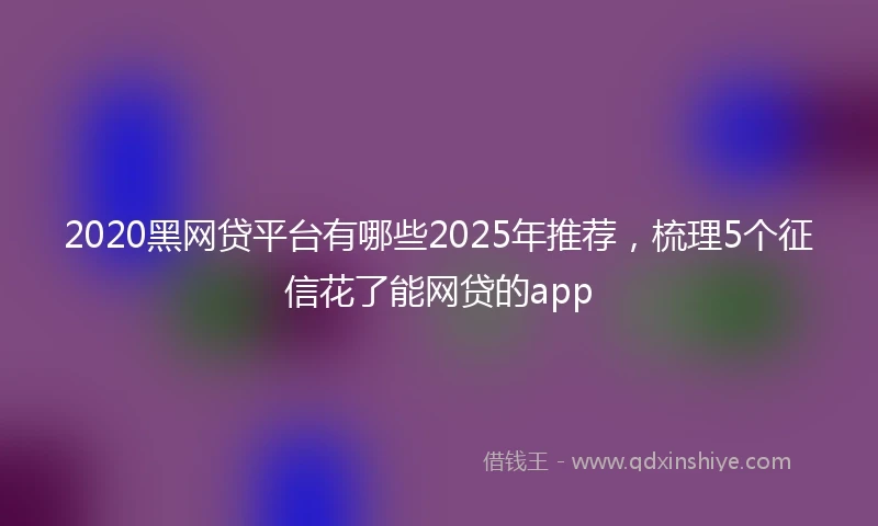 2020黑网贷平台有哪些2025年推荐，梳理5个征信花了能网贷的app