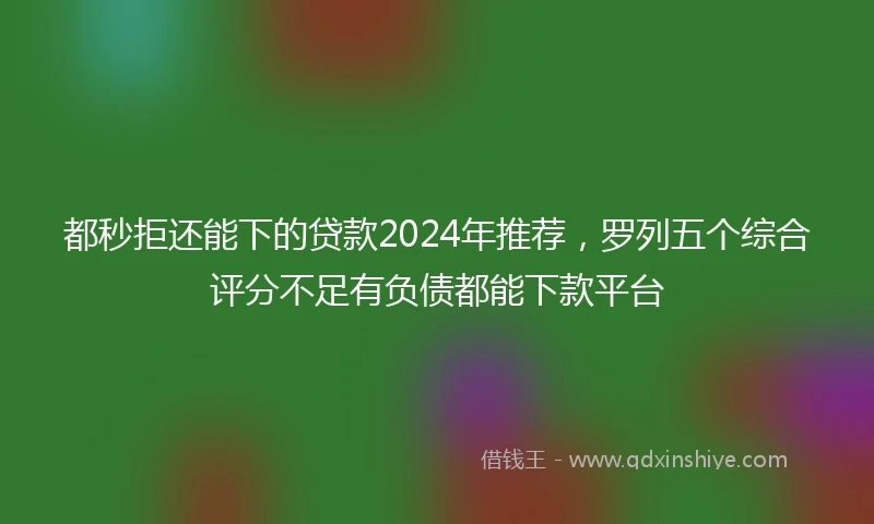 都秒拒还能下的贷款2024年推荐，罗列五个综合评分不足有负债都能下款平台