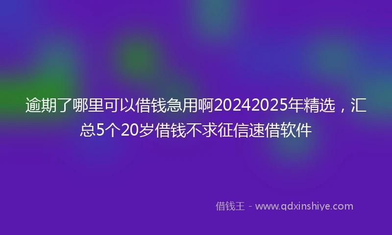 逾期了哪里可以借钱急用啊20242025年精选，汇总5个20岁借钱不求征信速借软件