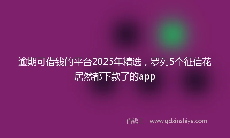 逾期可借钱的平台2025年精选，罗列5个征信花居然都下款了的app