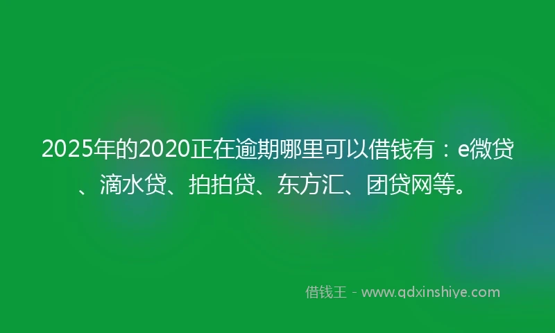 2025年的2020正在逾期哪里可以借钱有：e微贷、滴水贷、拍拍贷、东方汇、团贷网等。