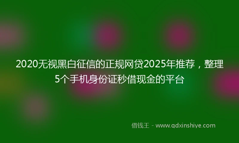 2020无视黑白征信的正规网贷2025年推荐，整理5个手机身份证秒借现金的平台