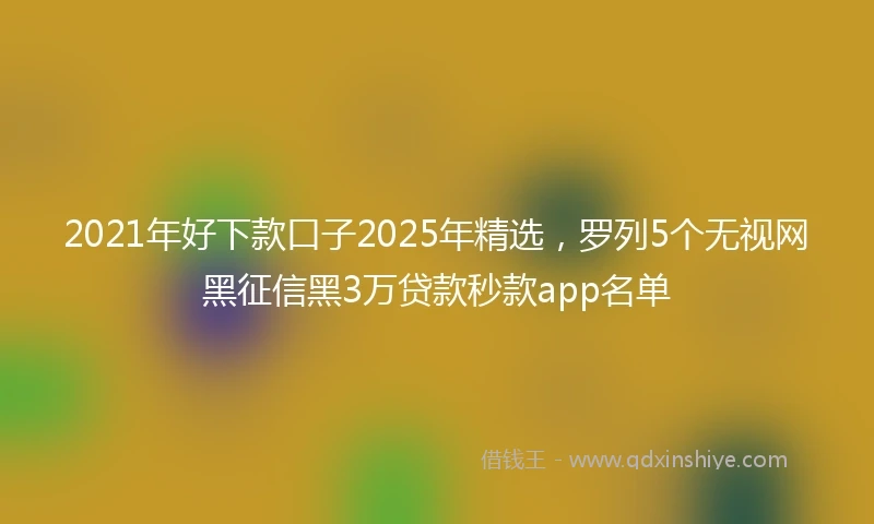 2021年好下款口子2025年精选，罗列5个无视网黑征信黑3万贷款秒款app名单