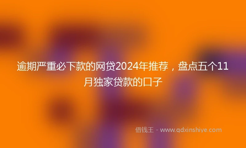 逾期严重必下款的网贷2024年推荐，盘点五个11月独家贷款的口子