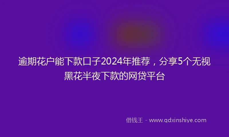 逾期花户能下款口子2024年推荐，分享5个无视黑花半夜下款的网贷平台