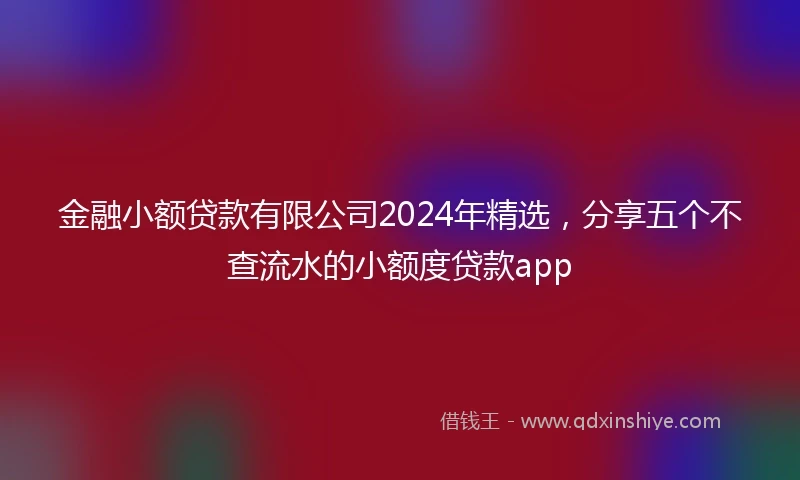 金融小额贷款有限公司2024年精选，分享五个不查流水的小额度贷款app