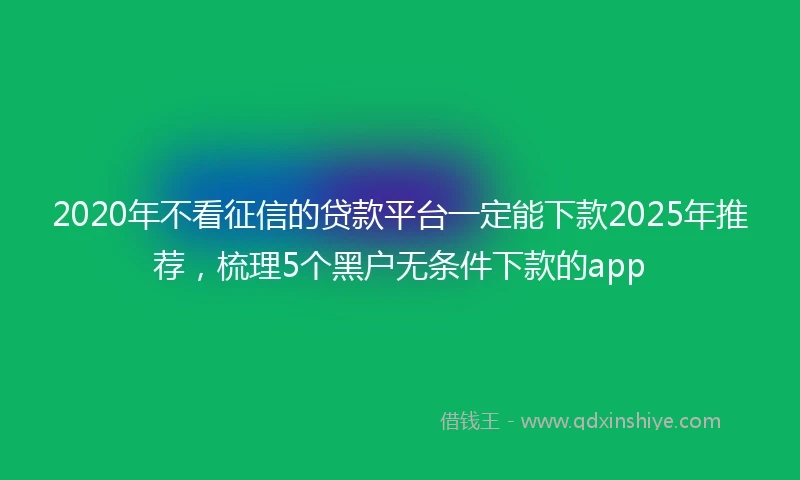 2020年不看征信的贷款平台一定能下款2025年推荐，梳理5个黑户无条件下款的app