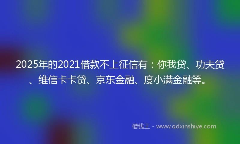 2025年的2021借款不上征信有：你我贷、功夫贷、维信卡卡贷、京东金融、度小满金融等。