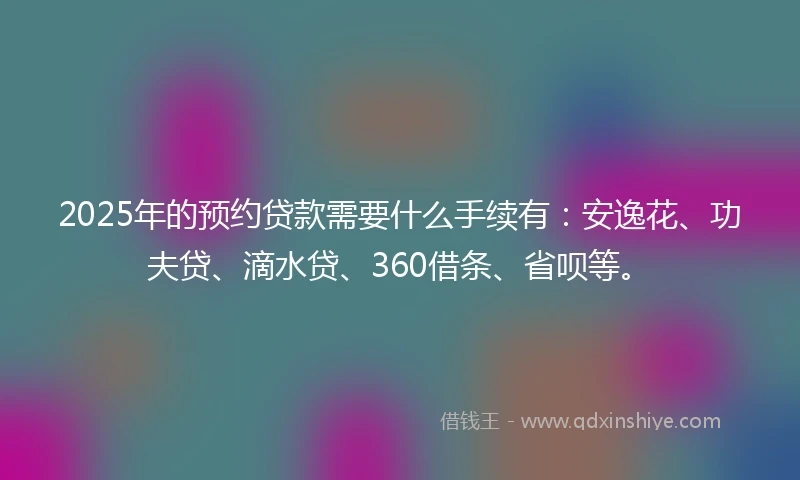 2025年的预约贷款需要什么手续有：安逸花、功夫贷、滴水贷、360借条、省呗等。