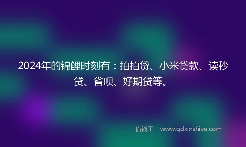 2024年的锦鲤时刻有：拍拍贷、小米贷款、读秒贷、省呗、好期贷等。