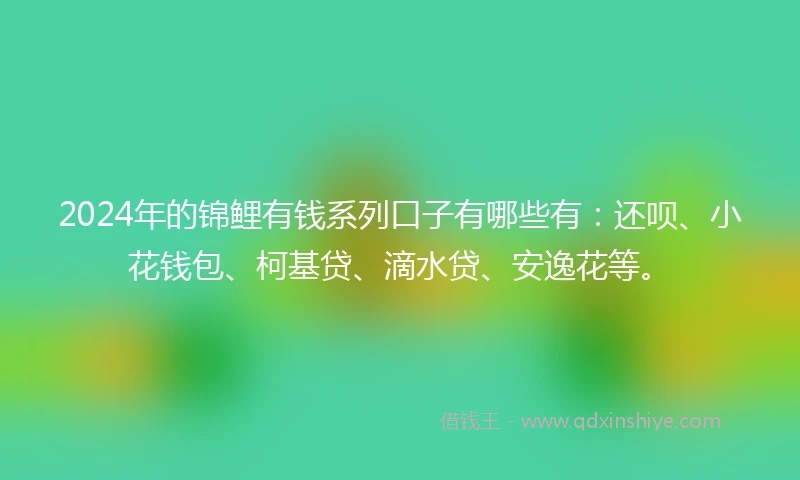 2024年的锦鲤有钱系列口子有哪些有：还呗、小花钱包、柯基贷、滴水贷、安逸花等。