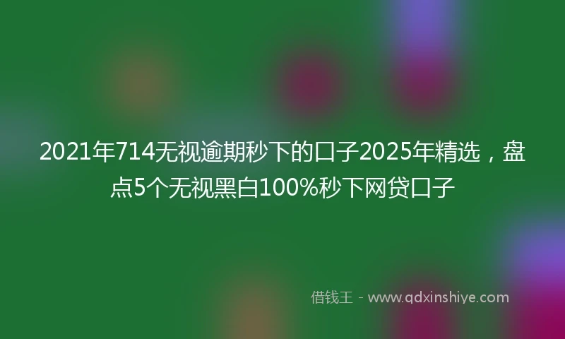 2021年714无视逾期秒下的口子2025年精选，盘点5个无视黑白100%秒下网贷口子