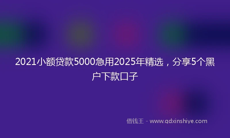 2021小额贷款5000急用2025年精选，分享5个黑户下款口子