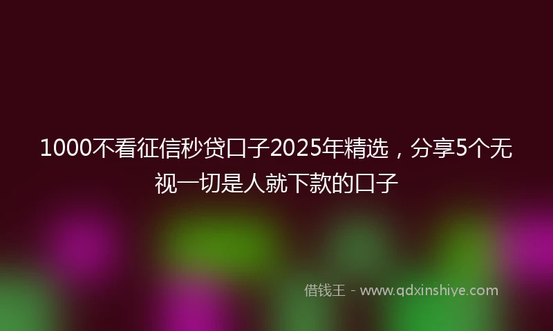 1000不看征信秒贷口子2025年精选，分享5个无视一切是人就下款的口子
