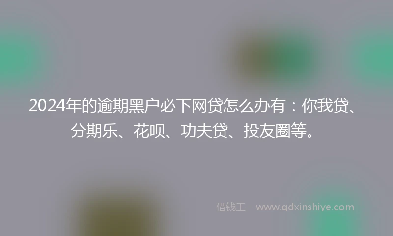 2024年的逾期黑户必下网贷怎么办有：你我贷、分期乐、花呗、功夫贷、投友圈等。