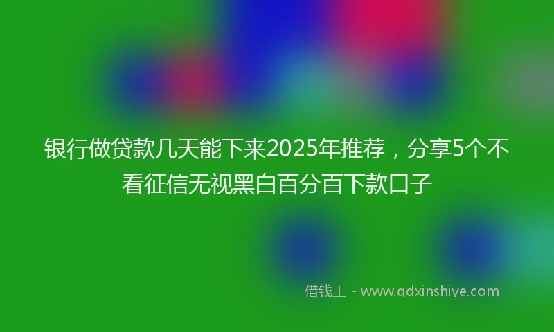 银行做贷款几天能下来2025年推荐，分享5个不看征信无视黑白百分百下款口子
