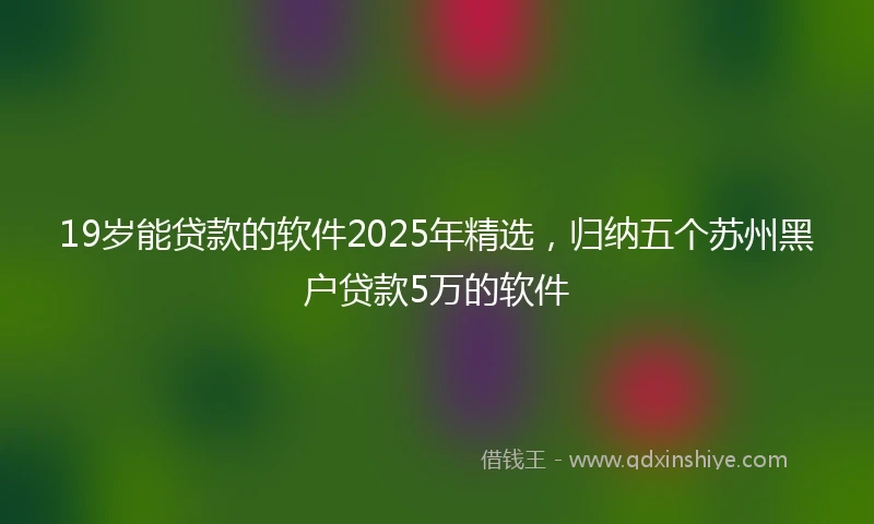 19岁能贷款的软件2025年精选，归纳五个苏州黑户贷款5万的软件
