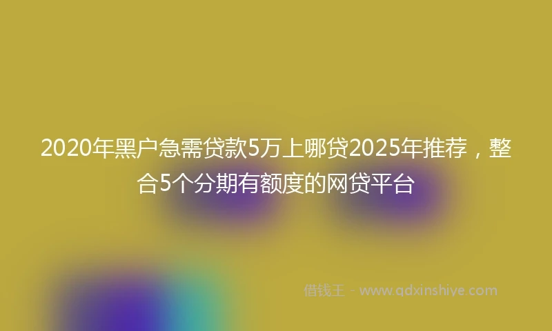 2020年黑户急需贷款5万上哪贷2025年推荐，整合5个分期有额度的网贷平台