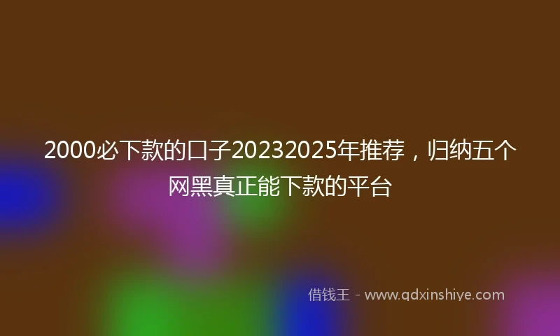 2000必下款的口子20232025年推荐，归纳五个网黑真正能下款的平台