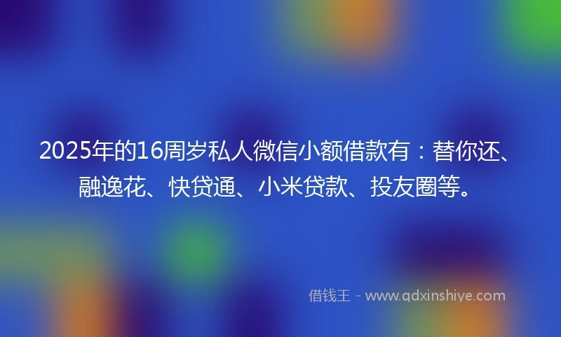 2025年的16周岁私人微信小额借款有：替你还、融逸花、快贷通、小米贷款、投友圈等。