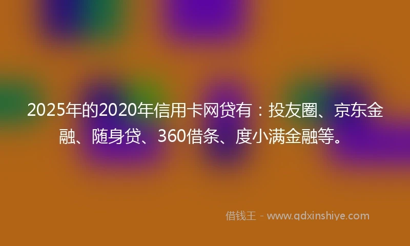 2025年的2020年信用卡网贷有：投友圈、京东金融、随身贷、360借条、度小满金融等。