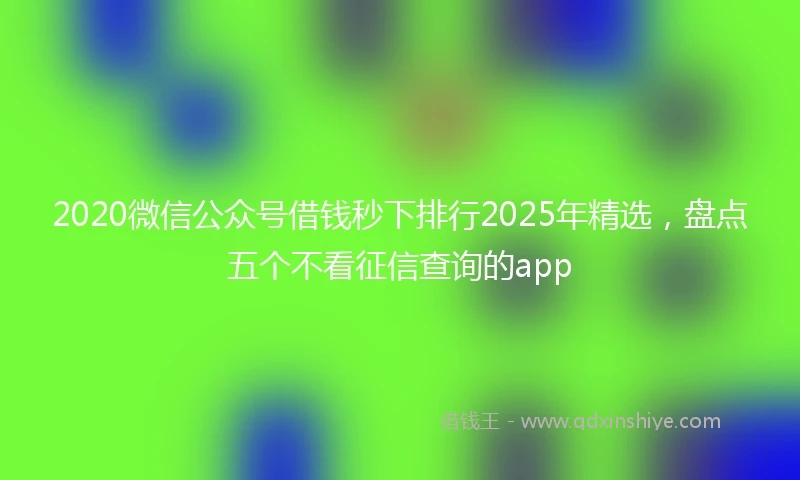 2020微信公众号借钱秒下排行2025年精选，盘点五个不看征信查询的app