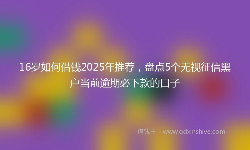 16岁如何借钱2025年推荐，盘点5个无视征信黑户当前逾期必下款的口子