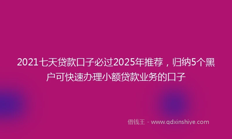 2021七天贷款口子必过2025年推荐，归纳5个黑户可快速办理小额贷款业务的口子