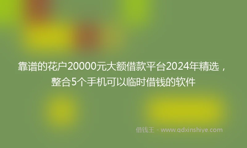 靠谱的花户20000元大额借款平台2024年精选，整合5个手机可以临时借钱的软件