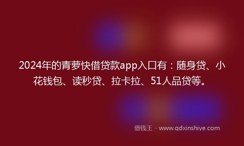 2024年的青萝快借贷款app入口有：随身贷、小花钱包、读秒贷、拉卡拉、51人品贷等。