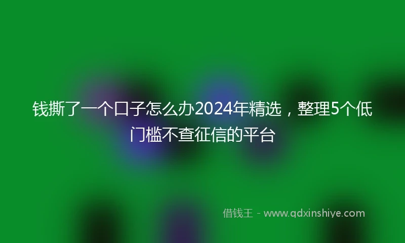 钱撕了一个口子怎么办2024年精选，整理5个低门槛不查征信的平台