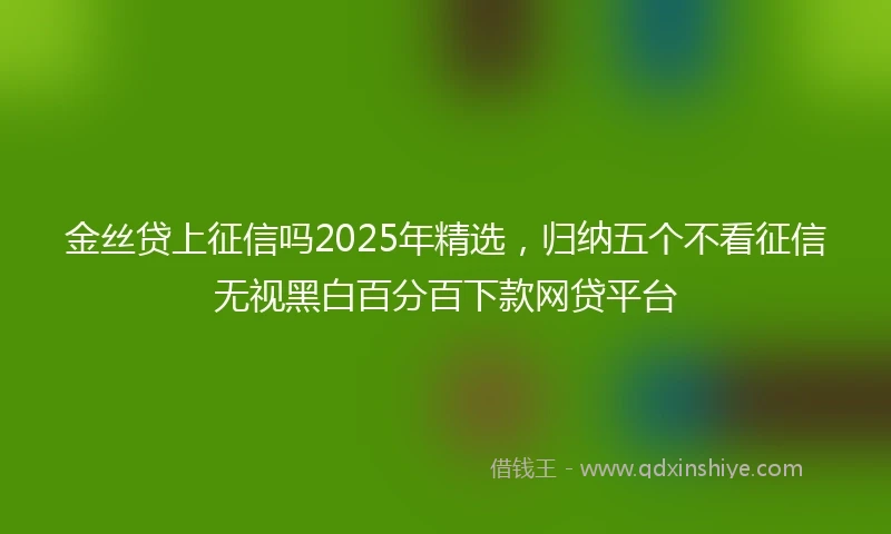 金丝贷上征信吗2025年精选，归纳五个不看征信无视黑白百分百下款网贷平台