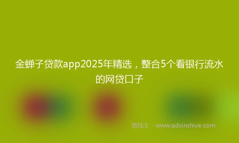金蝉子贷款app2025年精选，整合5个看银行流水的网贷口子