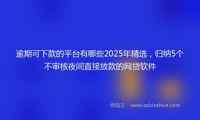 逾期可下款的平台有哪些2025年精选，归纳5个不审核夜间直接放款的网贷软件