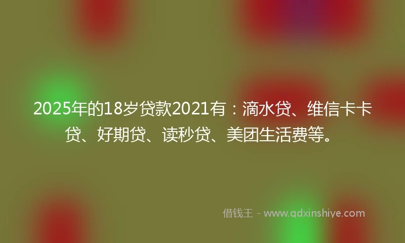 2025年的18岁贷款2021有：滴水贷、维信卡卡贷、好期贷、读秒贷、美团生活费等。