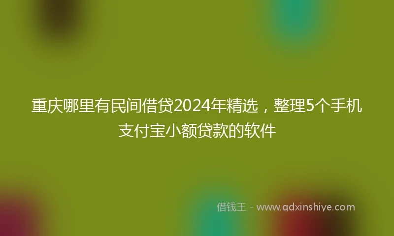 重庆哪里有民间借贷2024年精选，整理5个手机支付宝小额贷款的软件