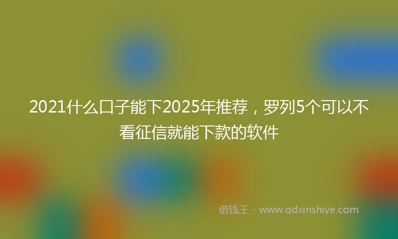 2021什么口子能下2025年推荐，罗列5个可以不看征信就能下款的软件