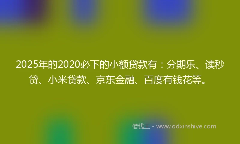 2025年的2020必下的小额贷款有：分期乐、读秒贷、小米贷款、京东金融、百度有钱花等。
