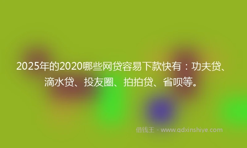 2025年的2020哪些网贷容易下款快有：功夫贷、滴水贷、投友圈、拍拍贷、省呗等。