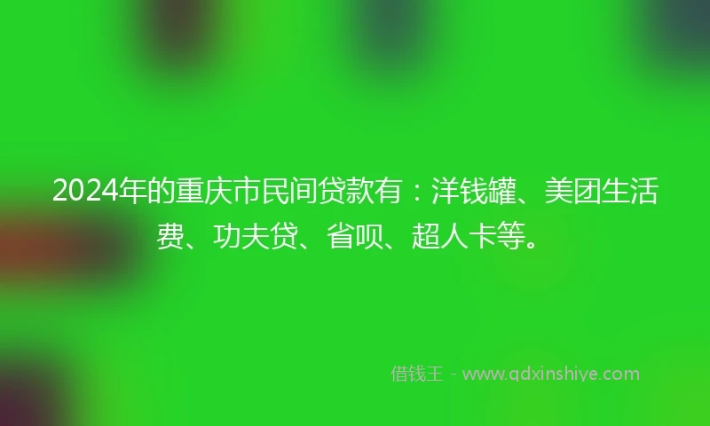 2024年的重庆市民间贷款有：洋钱罐、美团生活费、功夫贷、省呗、超人卡等。