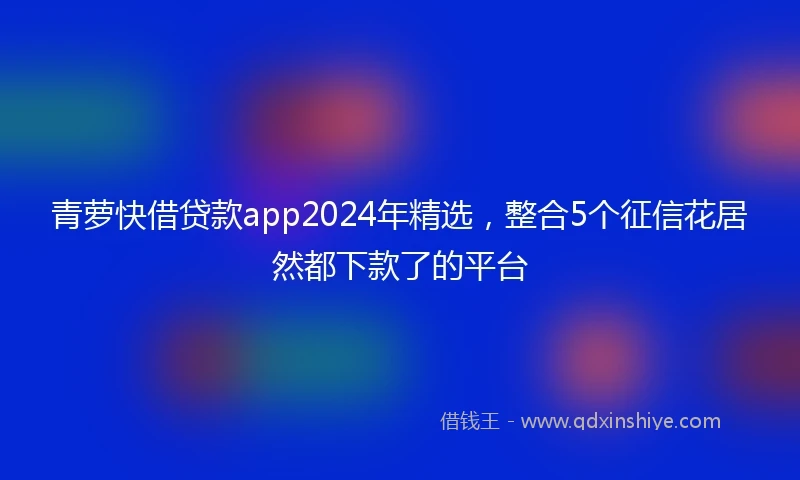 青萝快借贷款app2024年精选，整合5个征信花居然都下款了的平台