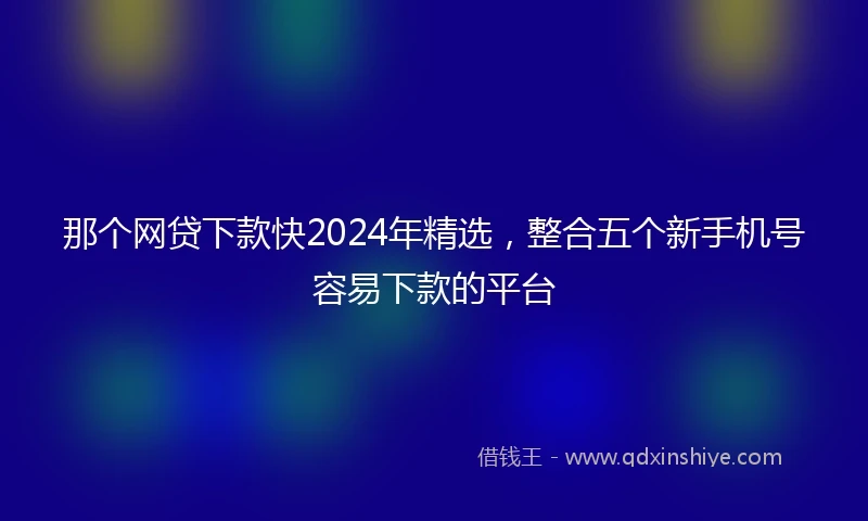 那个网贷下款快2024年精选，整合五个新手机号容易下款的平台