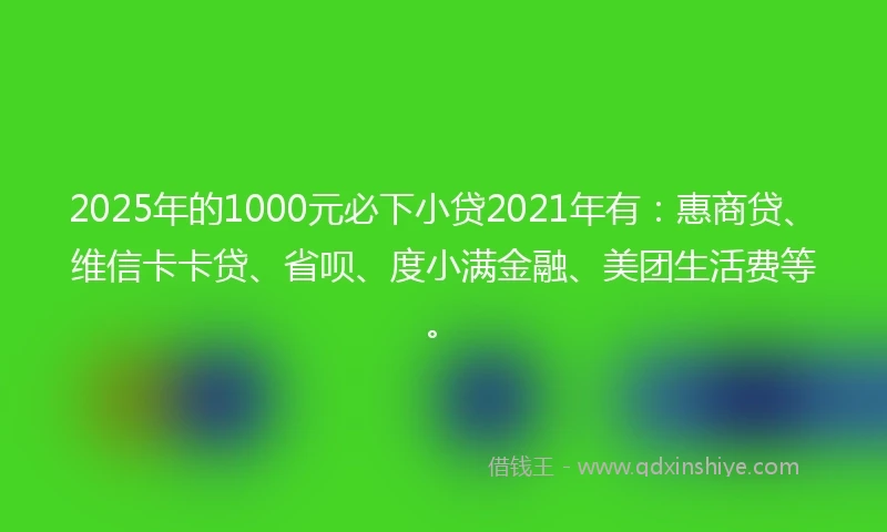 2025年的1000元必下小贷2021年有：惠商贷、维信卡卡贷、省呗、度小满金融、美团生活费等。