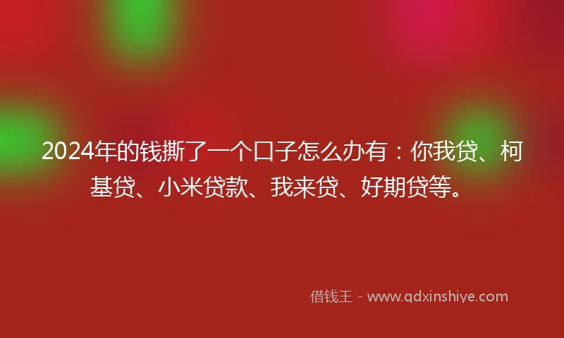 2024年的钱撕了一个口子怎么办有：你我贷、柯基贷、小米贷款、我来贷、好期贷等。