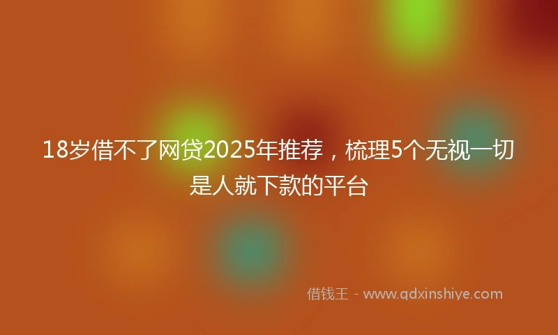 18岁借不了网贷2025年推荐，梳理5个无视一切是人就下款的平台