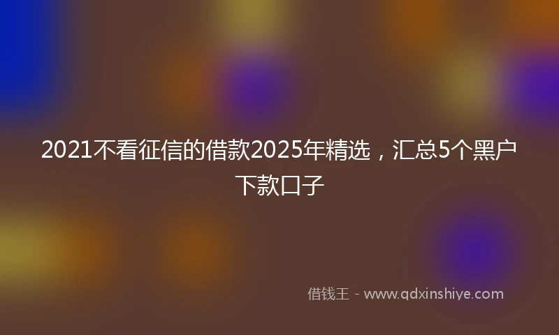 2021不看征信的借款2025年精选，汇总5个黑户下款口子
