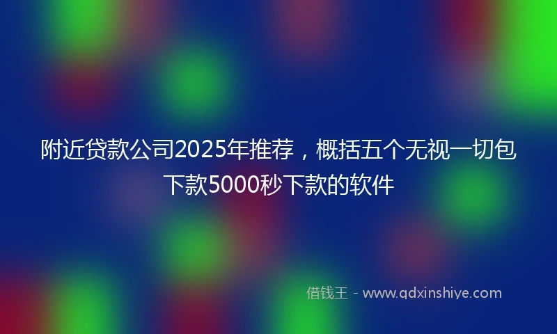 附近贷款公司2025年推荐，概括五个无视一切包下款5000秒下款的软件