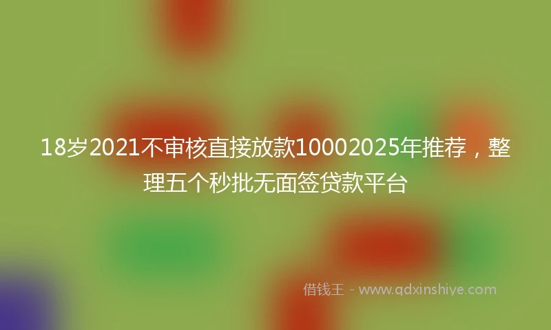 18岁2021不审核直接放款10002025年推荐，整理五个秒批无面签贷款平台
