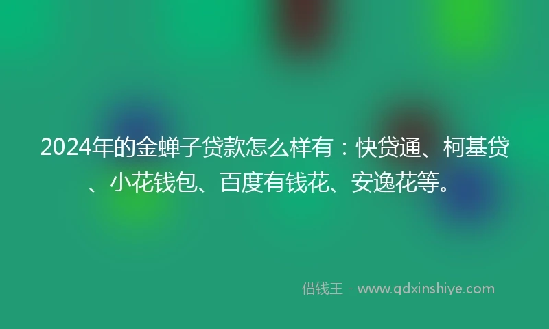 2024年的金蝉子贷款怎么样有：快贷通、柯基贷、小花钱包、百度有钱花、安逸花等。
